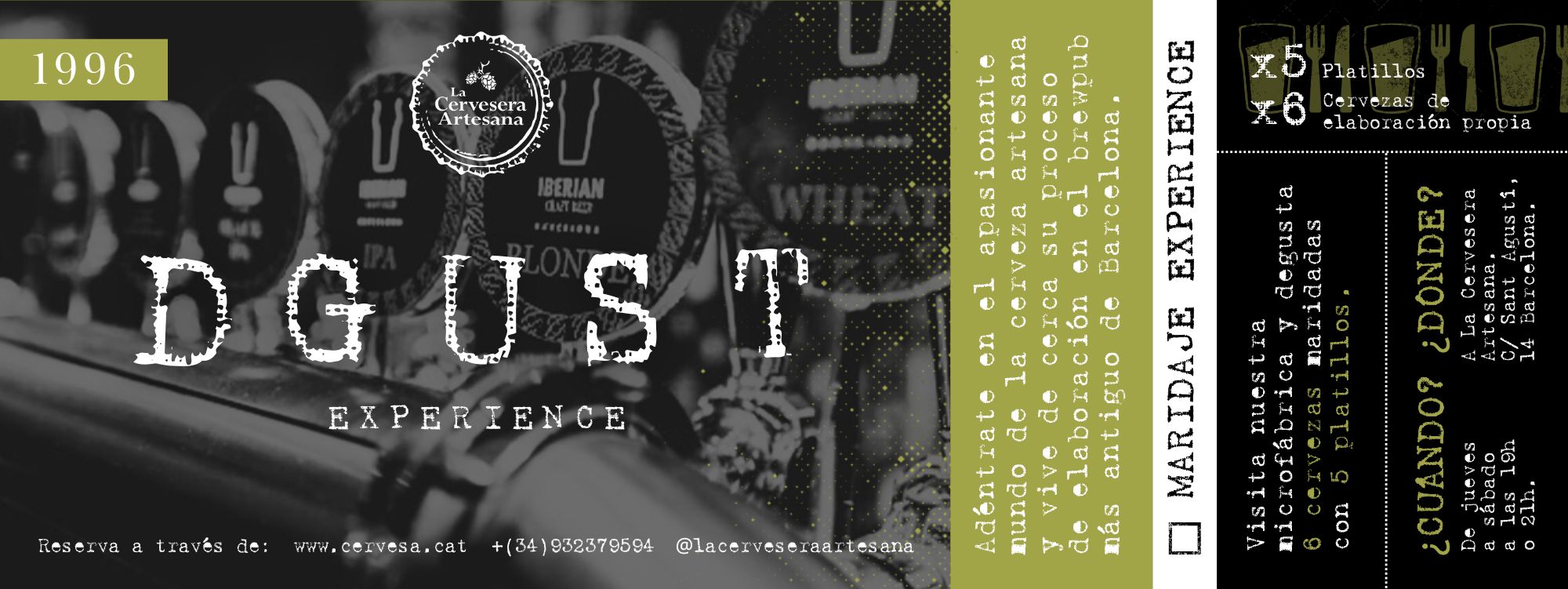 Tarjeta regalo: Visita a fábrica y maridaje de cerveza artesana en Barcelona.